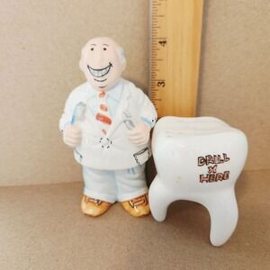 OCI Ceramic Dentist and Molar Tooth Salt and Pepper Shaker Set Novelty Decor